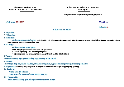 Giáo án Đại số Lớp 8 - Tiết 11 Kiểm tra 45 phút - Năm học 2017-2018 - Trường THCS & THPT Hoành Mô